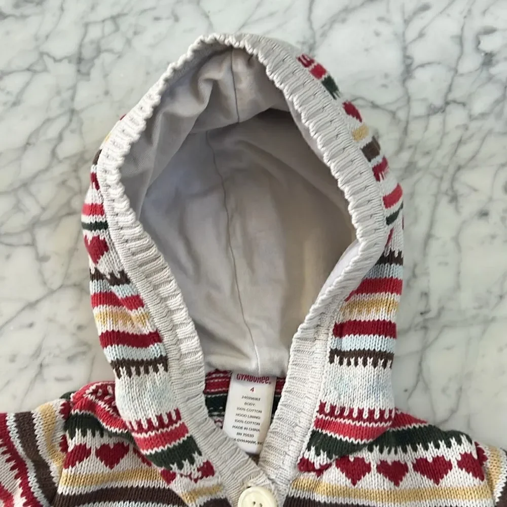 Gymboree Knit Hooded Heart cardigan Sz 4T